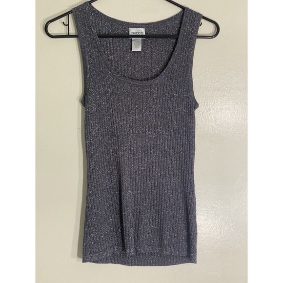 Chicos Ribbed Tank Top Metallic Sparkle Knit Womens Size 0 - Picture 3 of 4